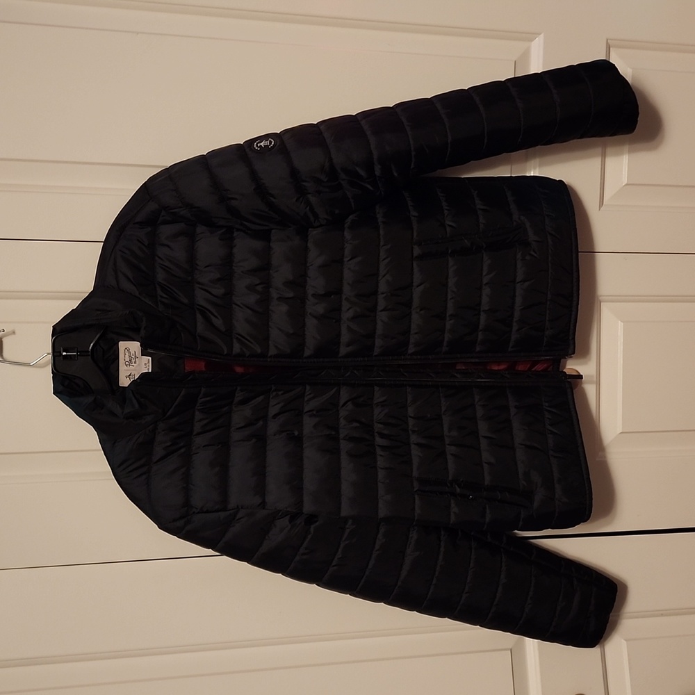 Mens Penguin Puffer Black and Red Large